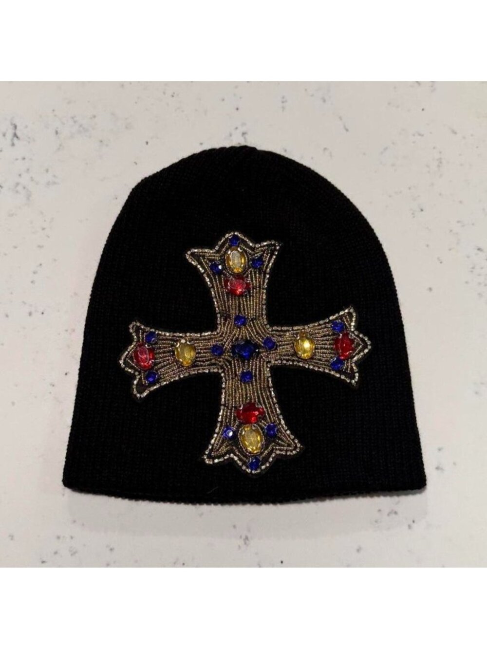 Black beanie with a cross designSame or next day...